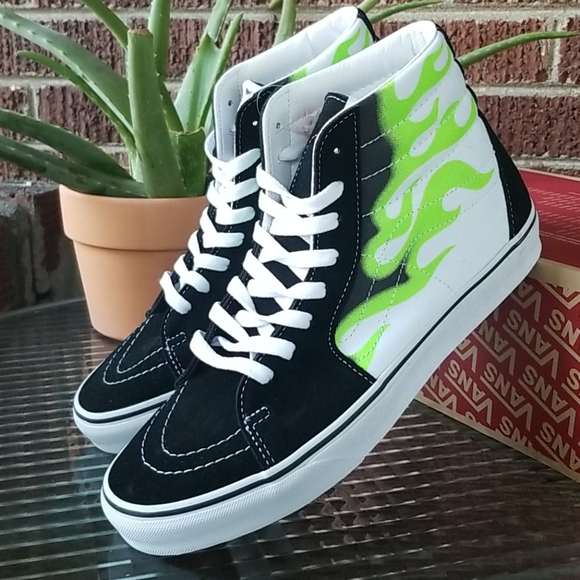 vans neon green flames